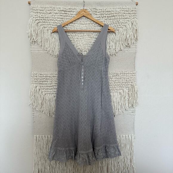 Johnny Was Dresses & Skirts - Johnny Was Gray Eyelet Ruffle Mini Dress